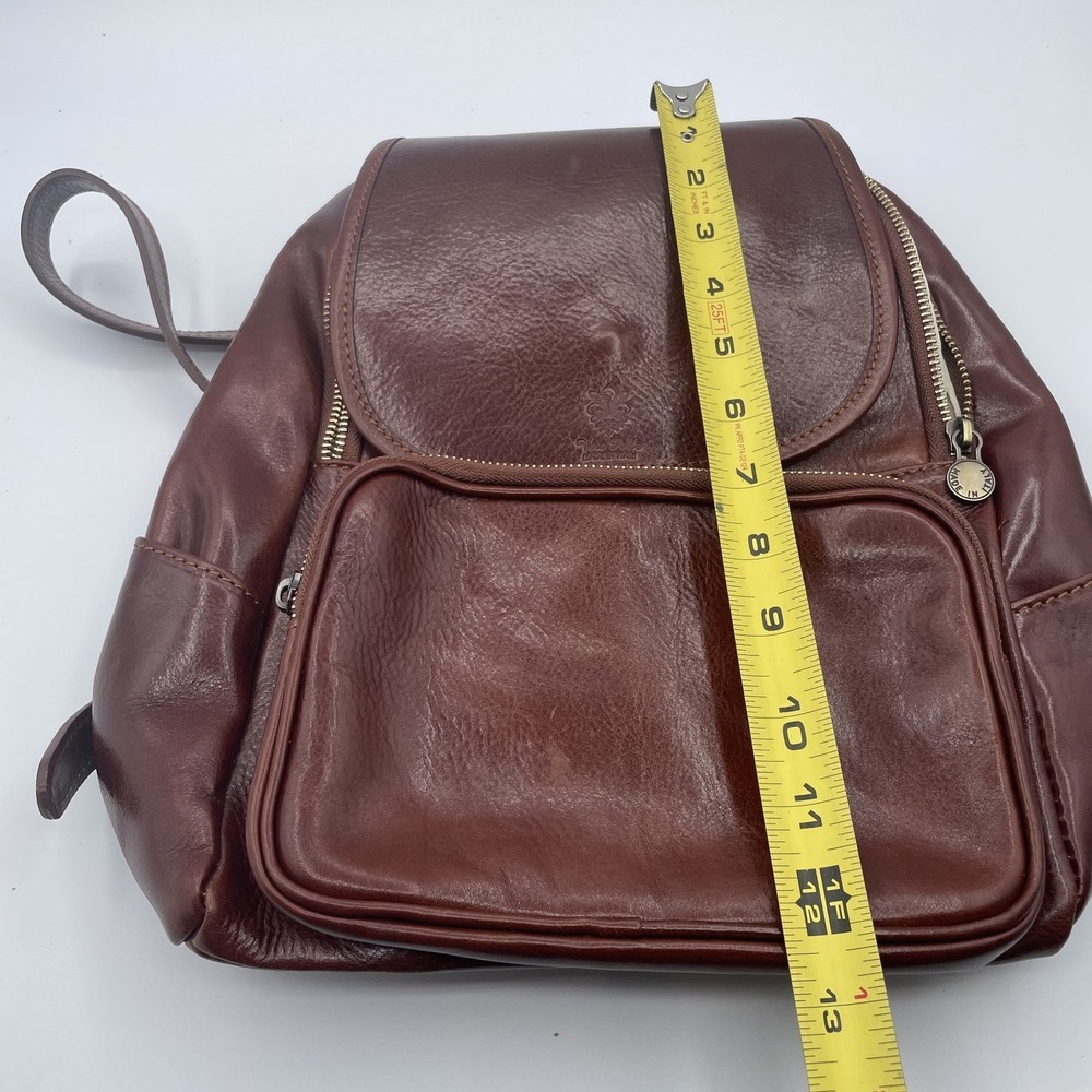 Vera Pelle Backpack Womens Dark Brown Genuine Leather Adjustable Shoulder Strap - Picture 14 of 16